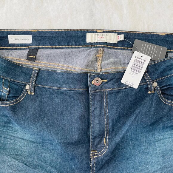 NWT Torrid Womens Deep Blue High Rise Stretch Curvy Skinny Denim Jeans Size 26R - Picture 3 of 11